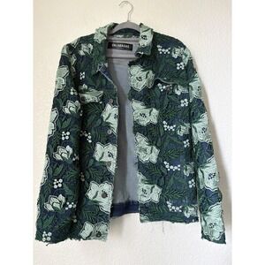 Valabasas Jacket Mens XL Lace Floral Crochet Trucker Denim
